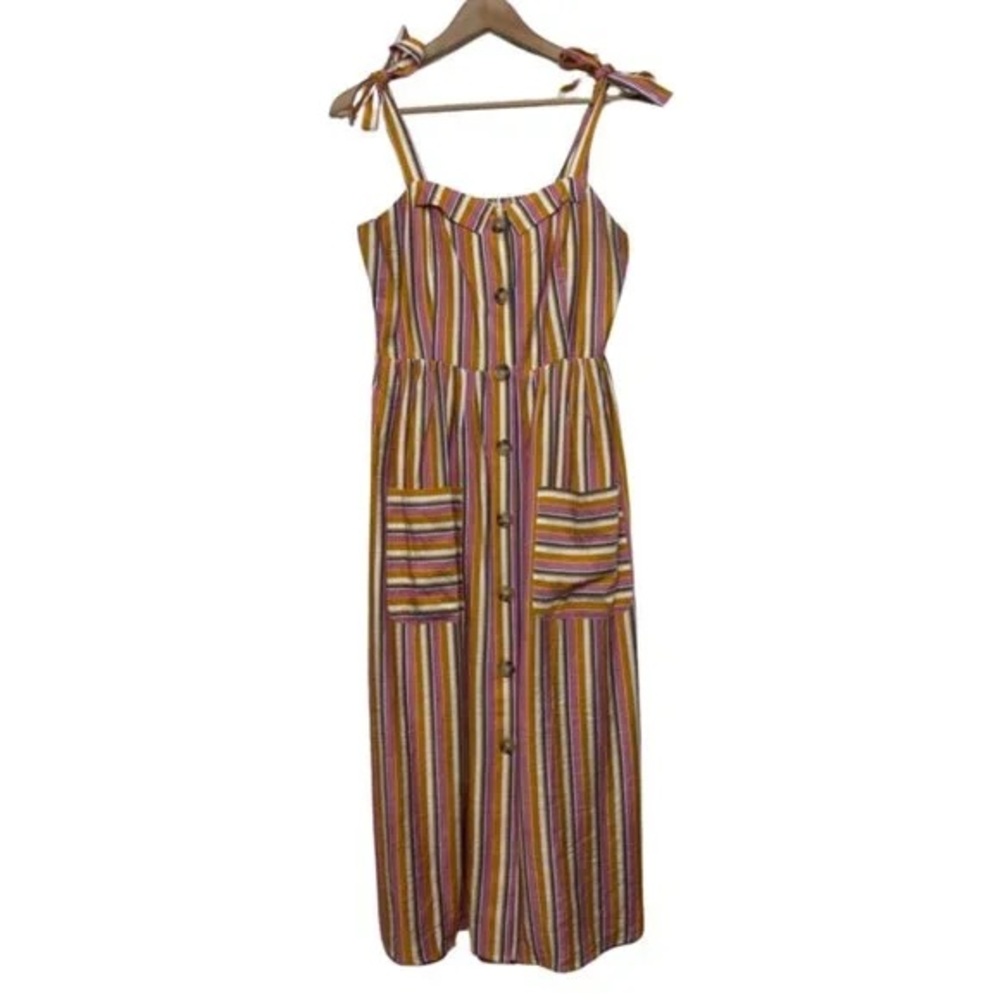 Hem & Thread Colorful Striped Midi Dress